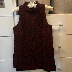 Michael Kors Womens Red and Black Lace Effect Sleeveless Tank Size S